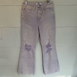 Mica Denim Women’s Size 29 Lavender Purple Acid Wash Jeans Distressed Crop Flare